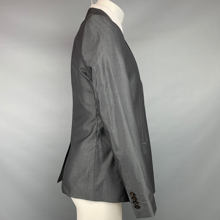 DOLCE & GABBANA Size 38 Grey Charcoal Wool Silk Peak Lapel Sport Coat