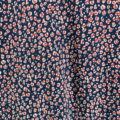 TED BAKER Size XL Navy Red Animal Print Cotton Button Up Long Sleeve Shirt