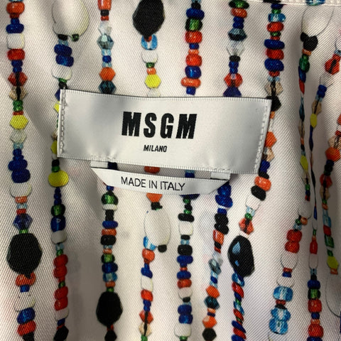 MSGM Size 6 White Multi-Color Polyester Beaded Pattern Outfits & Sets