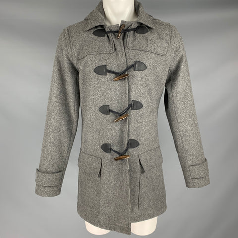 JACK LONDON Size 40 Grey Wool Blend Toggle Hooded Coat