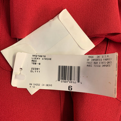 EVAN PICONE Size 6 Red Triacetate Blend Peak Lapel Jacket Blazer