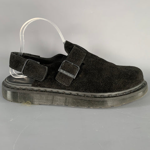 DR. MARTENS Size 10 Black Textured Leather Belted Sandals