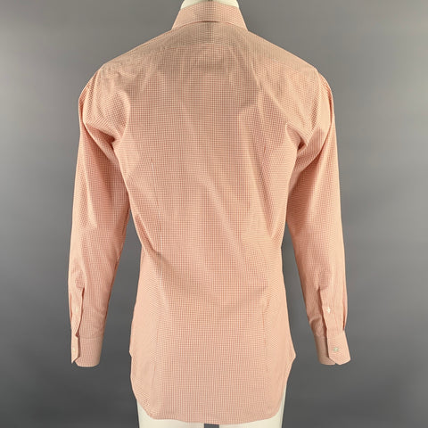 Chemise à manches longues HAMILTON en coton à carreaux orange cassé et col écarté, taille S