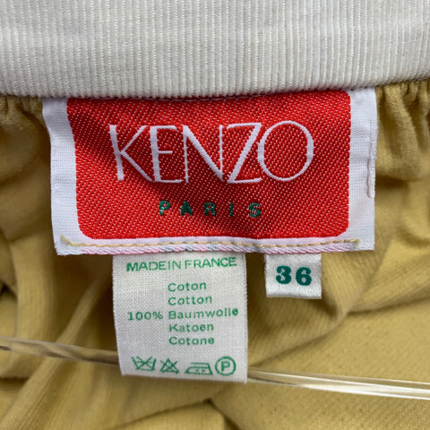 KENZO Size S Yellow Corduroy Layered Side Zipper Skirt