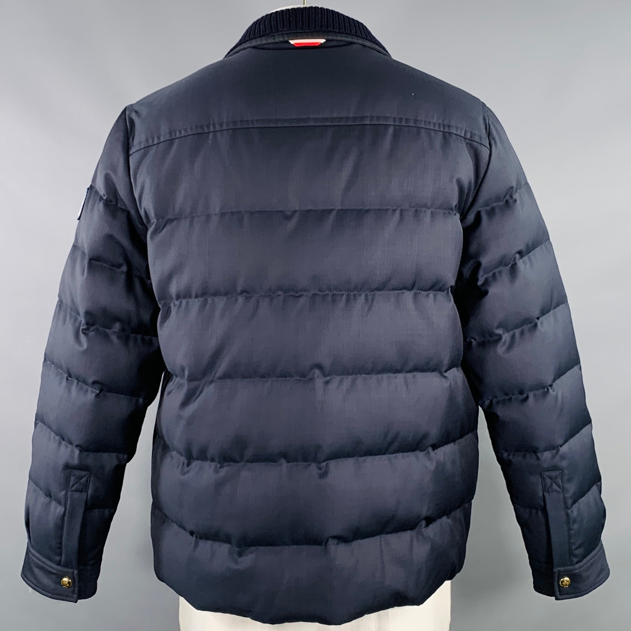 MONCLER Size XXL Navy Quilted Wool Snaps Jacket – Sui Generis