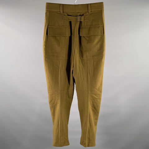 HAIDER ACKERMANN Size 31 Brown Olive Wool Pleated Casual Pants
