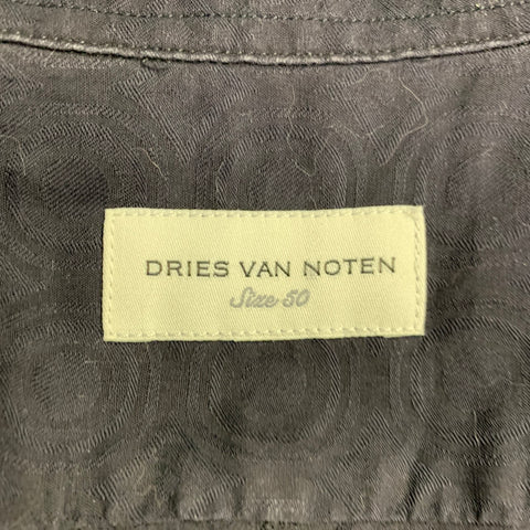DRIES VAN NOTEN Size M Black Textured Cotton One Pocket Long Sleeve Shirt
