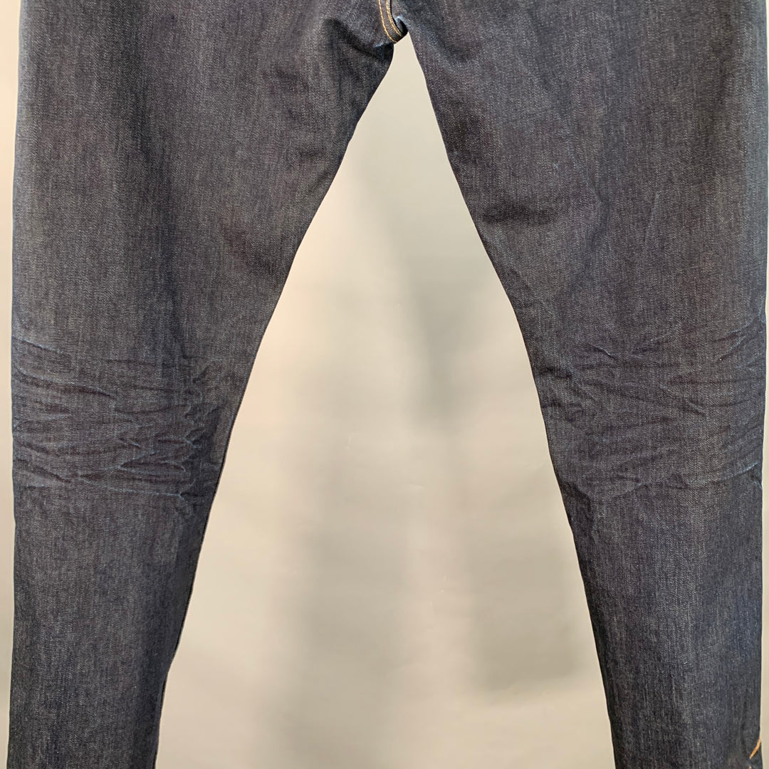 RRL by RALPH LAUREN Size 36 Indigo Cotton Selvedge Twill Straight Embroidered Birds Jeans