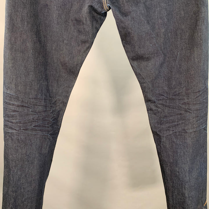 RRL by RALPH LAUREN Size 36 Indigo Cotton Selvedge Twill Straight Embroidered Birds Jeans