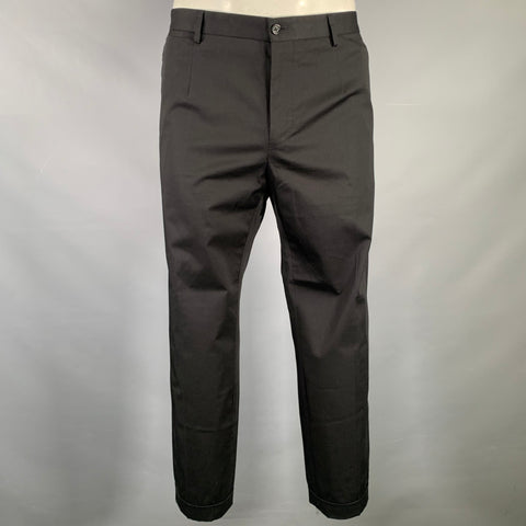 DOLCE & GABBANA Size 36 Black Brown Leopard Stripe Cotton Blend Dress Pants