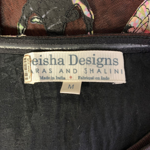 GEISHA DESIGNS Robe de cocktail en nylon multicolore à papillons Taille M Bordeaux