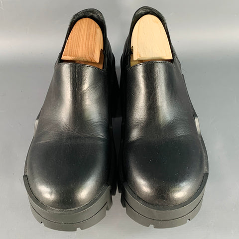 BALENCIAGA 2023 Size 6 Bulldozer Mini Black Leather Platform Lug Sole Ankle Boots