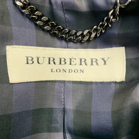 BURBERRY LONDON Size 8 Black Cotton Blend Double Breasted Cropped Jacket Blazer