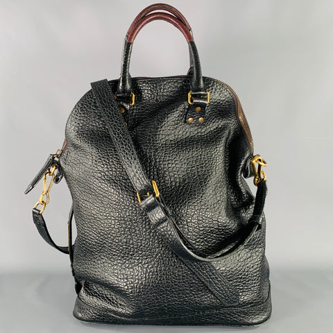 BURBERRY PRORSUM 2014 -St Ives-  Black Burgundy Color Block Leather Bag