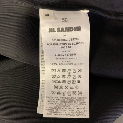 JIL SANDER Size M Black White Viscose Camp Short Sleeve Shirt