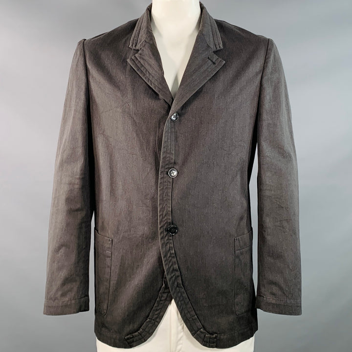 COMME des GARCONS SHIRT Size L Charcoal Grey Cotton Blend Twill Notch Lapel Jacket