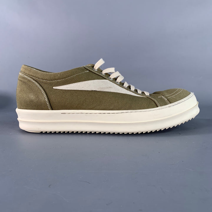 DRKSHDW Size 11 Cream Olive Twill Canvas Low Top Sneakers