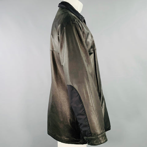 SERAPHIN Size 40 Black Reversible Leather Zip Up Coat