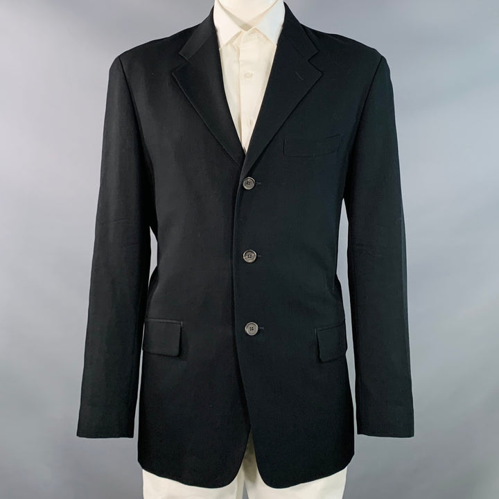 ISSEY MIYAKE Size L Black Twill Wool Notch Lapel Sport Coat