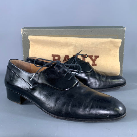 BALLY Size 10 Black Leather Lace Up Loafers