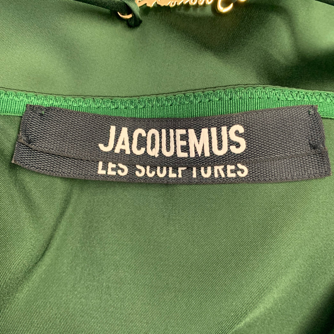 JACQUEMUS Size 0 -La Robe Notte- Green Viscose Blend Spaghetti Straps Sui Generis Designer Consignment JACQUEMUS Size 0 -La Robe Notte- Green Viscose Blend Spaghetti Straps Sui Generis Designer Consignment
