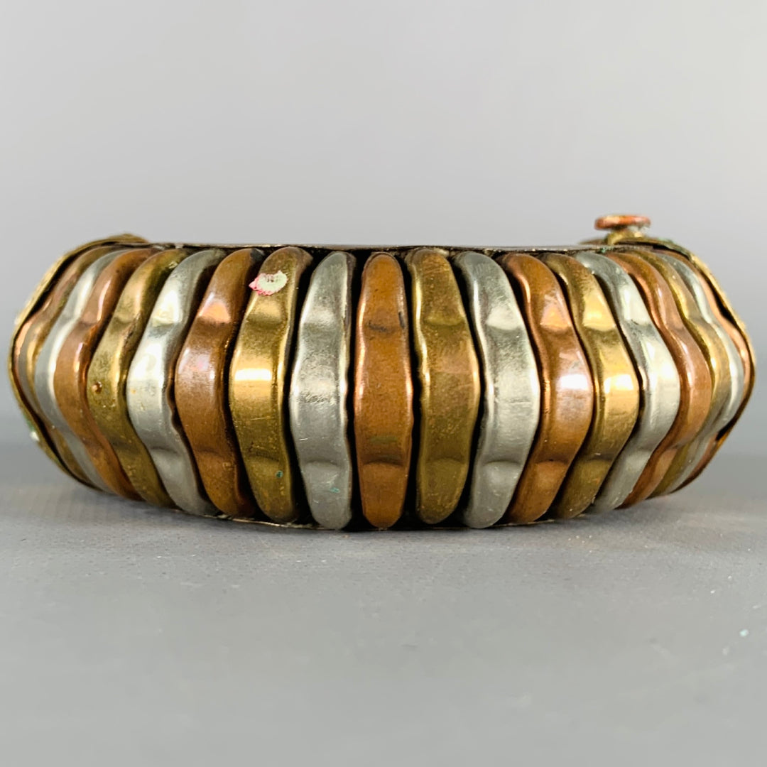 VINTAGE Gold Silver Metal Cuff Bracelet