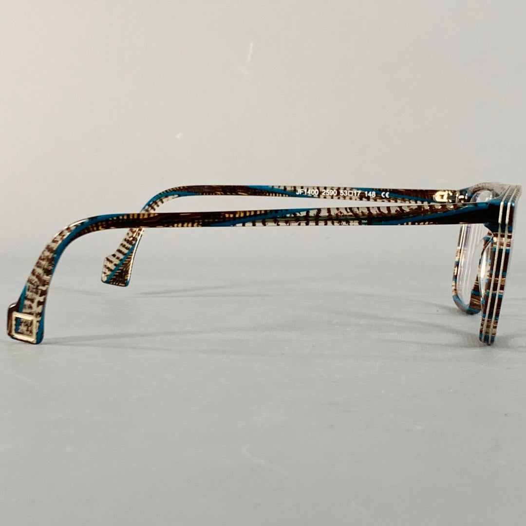 J.F. REY Brown Blue Stripe Acetate Frames Eyewear