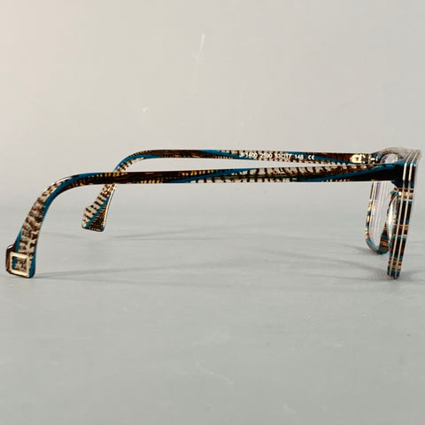J.F. REY Brown Blue Stripe Acetate Frames Eyewear