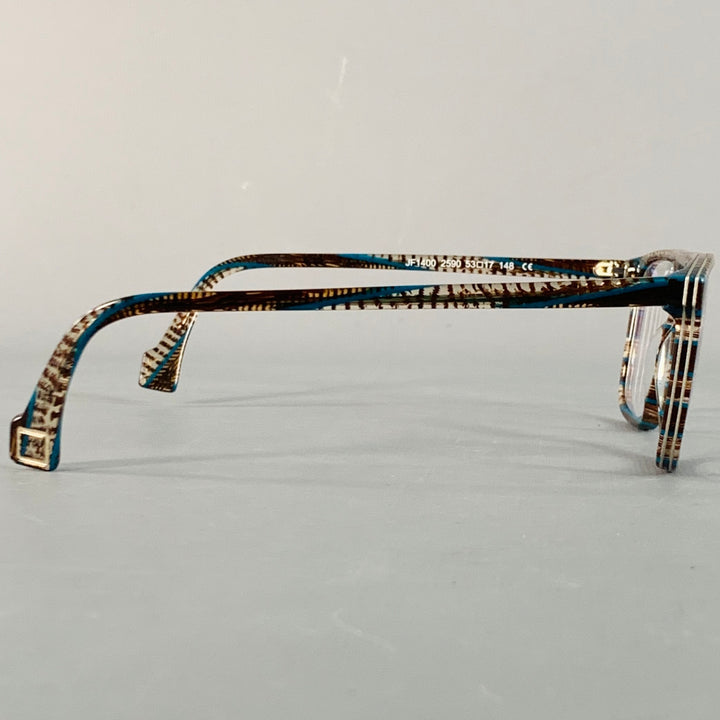 J.F. REY Brown Blue Stripe Acetate Frames Eyewear