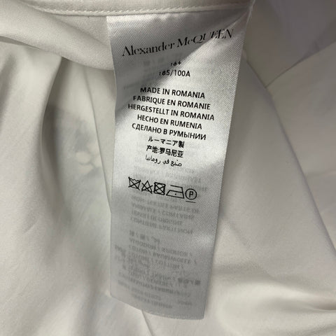 ALEXANDER MCQUEEN Size S White Black Lace Cotton Print Long Sleeve Shirt