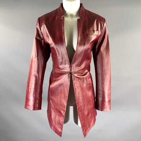 HAL RUBENSTEIN Size M Burgundy Leather Jacket Blazer