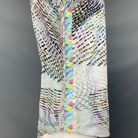 ROBERT GRAHAM Size L White Multi Color Print Cotton Button Up Long Sleeve Shirt