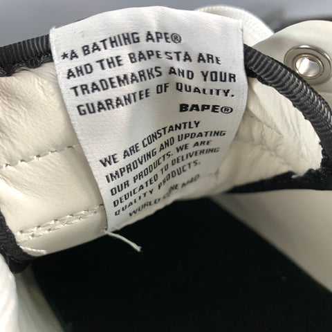 BAPE Size 10 White Black Stars Leather Low Top Sneakers