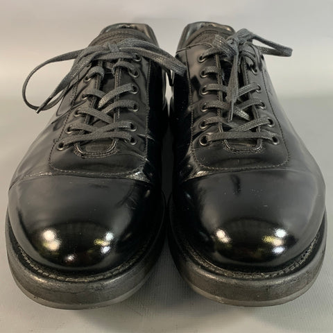 PRADA Size 10 Black 2E2718 Leather Lace Up Shoes