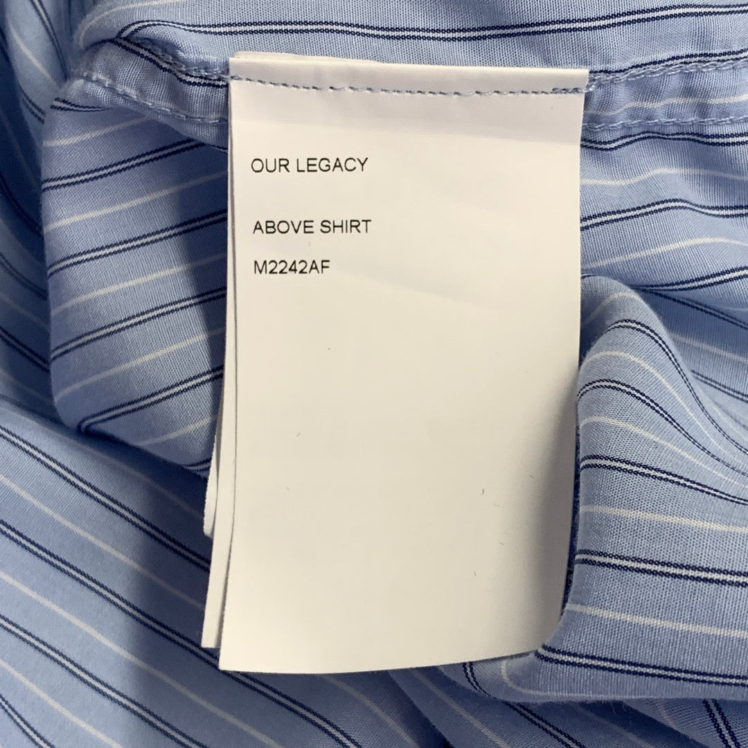 OUR LEGACY Size S Above Blue Stripe Tencel Oversized One Pocket Long Sleeve Shirt