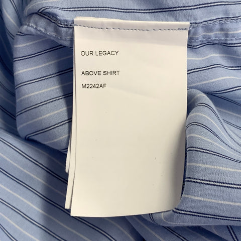 OUR LEGACY Size S Above Blue Stripe Tencel Oversized One Pocket Long Sleeve Shirt