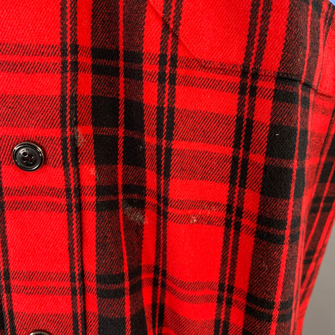 VETEMENTS Size XS -My Name Is- Red Black Plaid Cotton Blend Long Sleeve Shirt