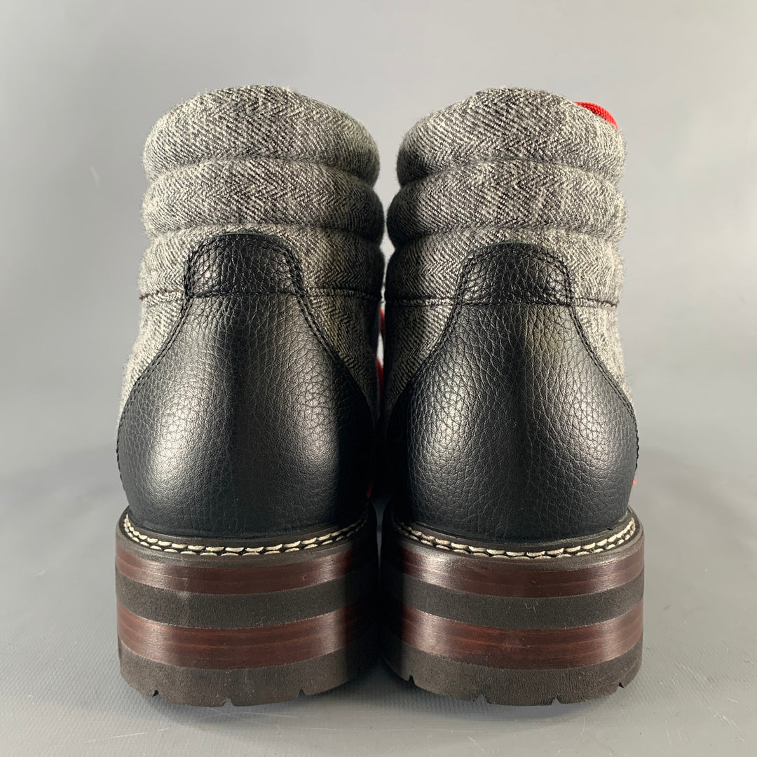 MONTELLIANA Size 12 Grey Black Tweed Wool Ankle Boots