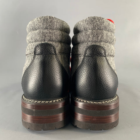 MONTELLIANA Size 12 Grey Black Tweed Wool Ankle Boots