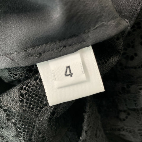 PRABAL GURUNG Size 4 Black Lace Nylon & Cotton Bow Blouse