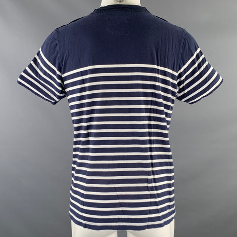 SACAI Size M Blue White Stripe Cotton Classic T-shirt
