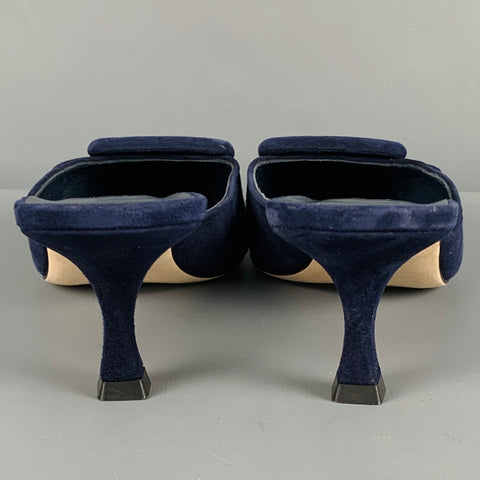 MANOLO BLAHNIK Size 10 Navy Suede Pumps