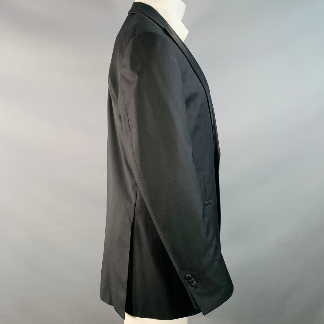 SUITSUPPLY Size 38 Long Black Wool Peak Lapel Sport Coat