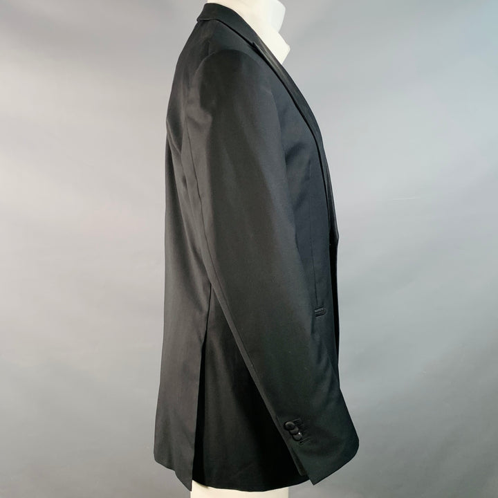 SUITSUPPLY Size 38 Long Black Wool Peak Lapel Sport Coat