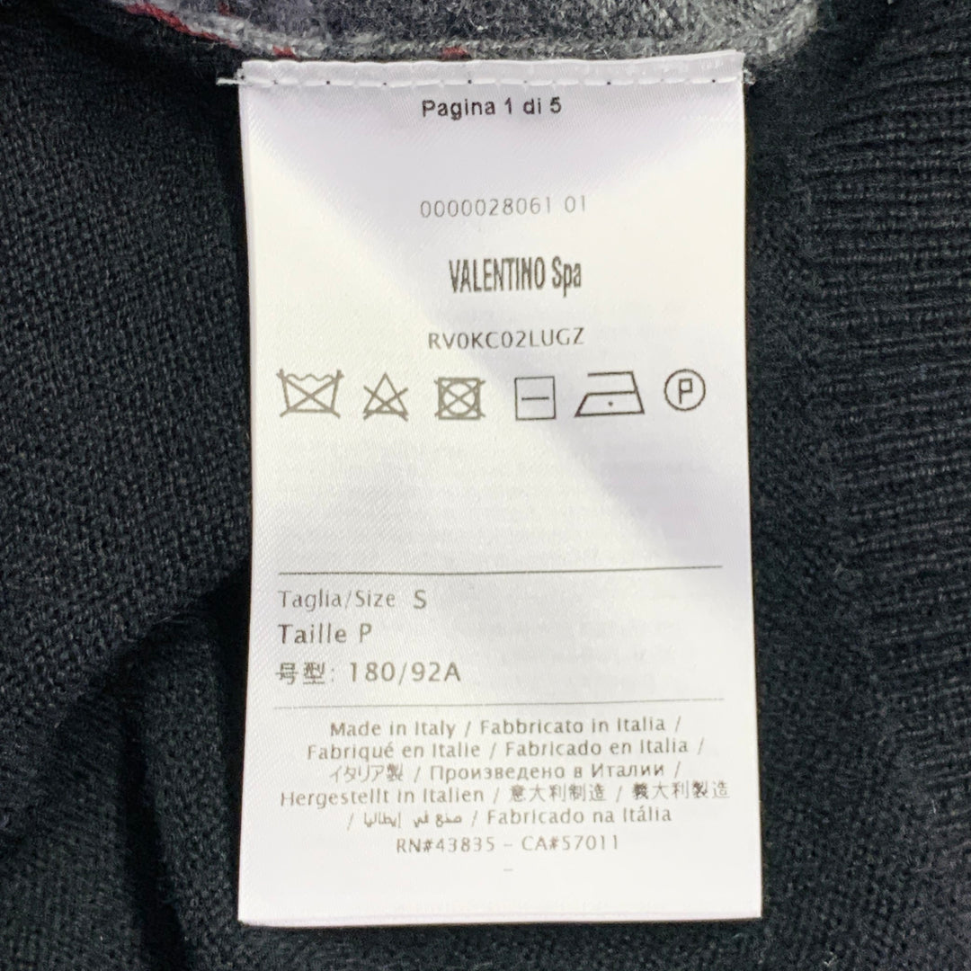 VALENTINO Size S Grey Black White Knit Camouflage Logo Cashmere Crew Neck Pullover