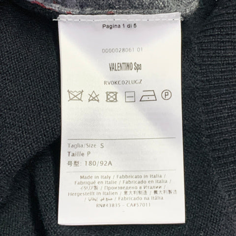 VALENTINO Size S Grey Black White Knit Camouflage Logo Cashmere Crew Neck Pullover