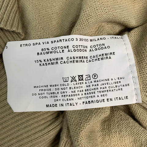 ETRO Jersey de cuello redondo de cachemira de algodón de punto caqui talla XXL