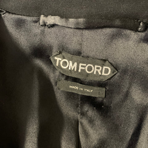 TOM FORD Size 10 Black Viscose Ruffled Peak Lapel Jacket Indoor Blazer