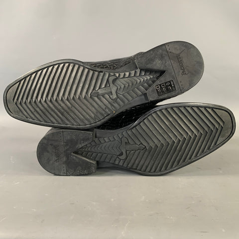 CESARE PACIOTTI Size 8 Black Embossed Leather Lace Lace Up Shoes