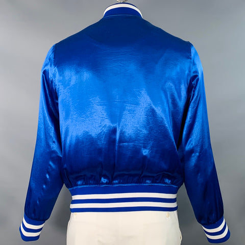 SHIPLEY and HALMOS Size L Blue White Contrast Trim Snaps Varsity Jacket